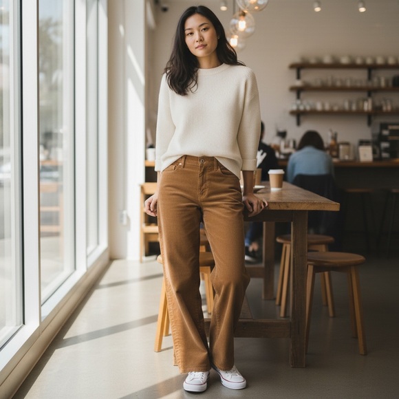 LOFT Women’s Size 6 Brown Corduroy Straight Trousers - Picture 1 of 8